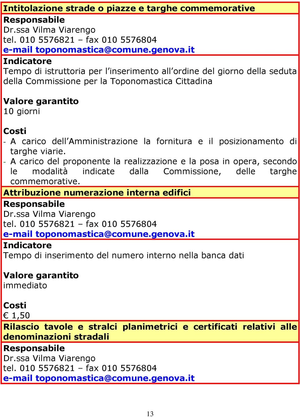 posizionamento di targhe viarie. - A carico del proponente la realizzazione e la posa in opera, secondo le modalità indicate dalla Commissione, delle targhe commemorative.