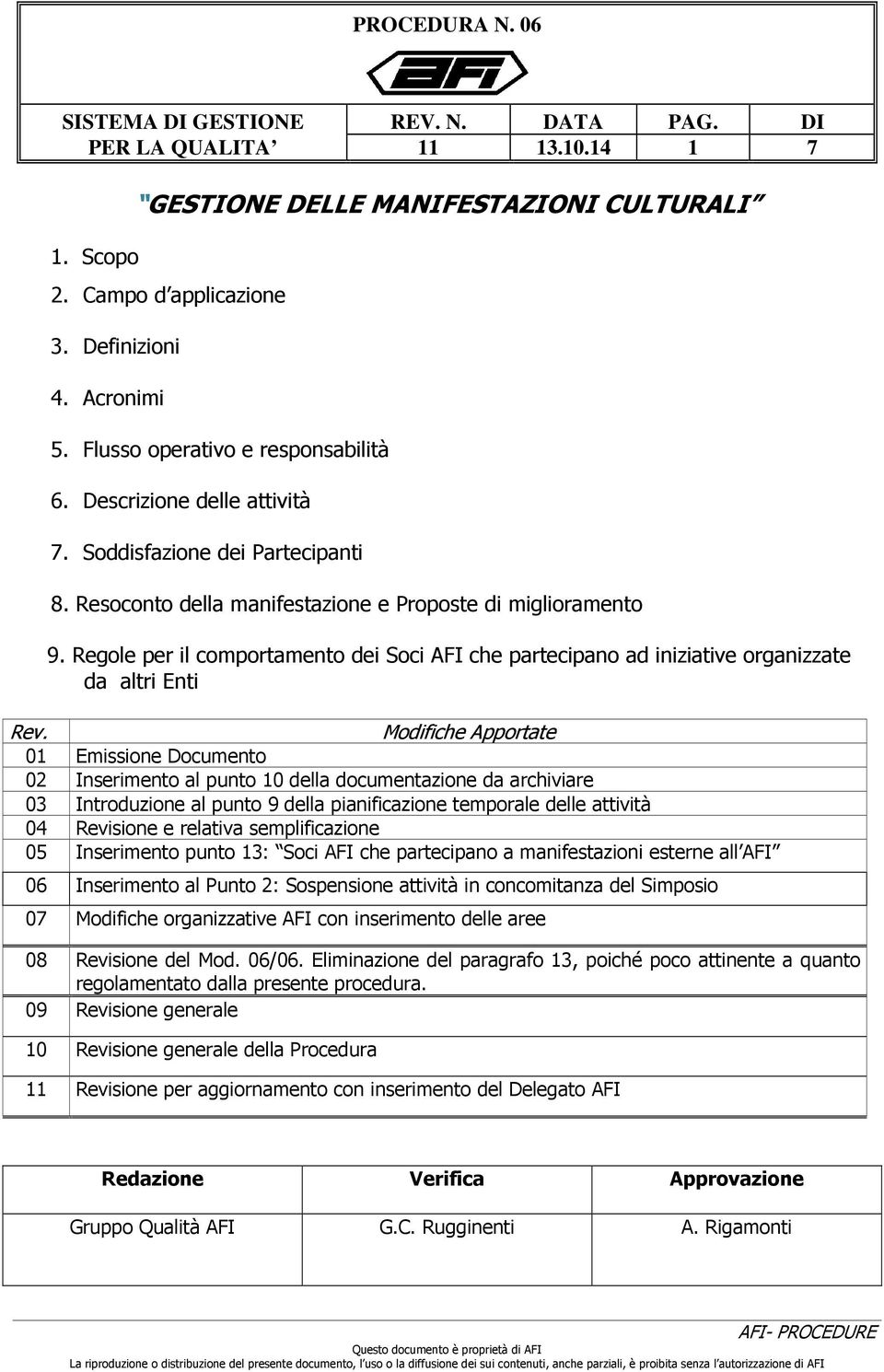 Modifiche Apportate 01 Emissione Documento 02 Inserimento al punto 10 della documentazione da archiviare 03 Introduzione al punto 9 della pianificazione temporale delle attività 04 Revisione e