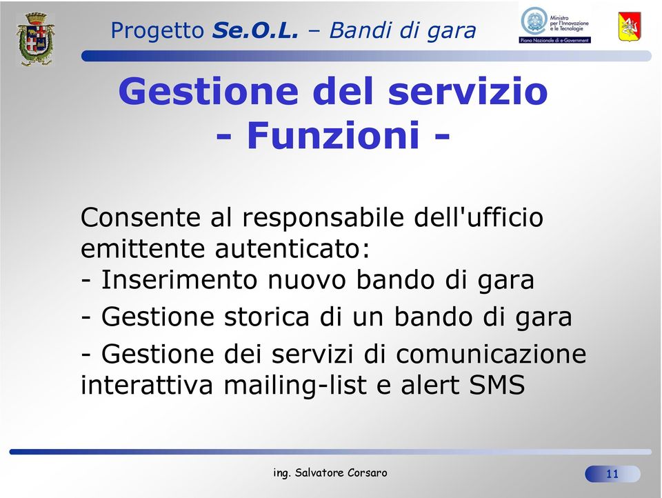 di gara - Gestione storica di un bando di gara - Gestione dei