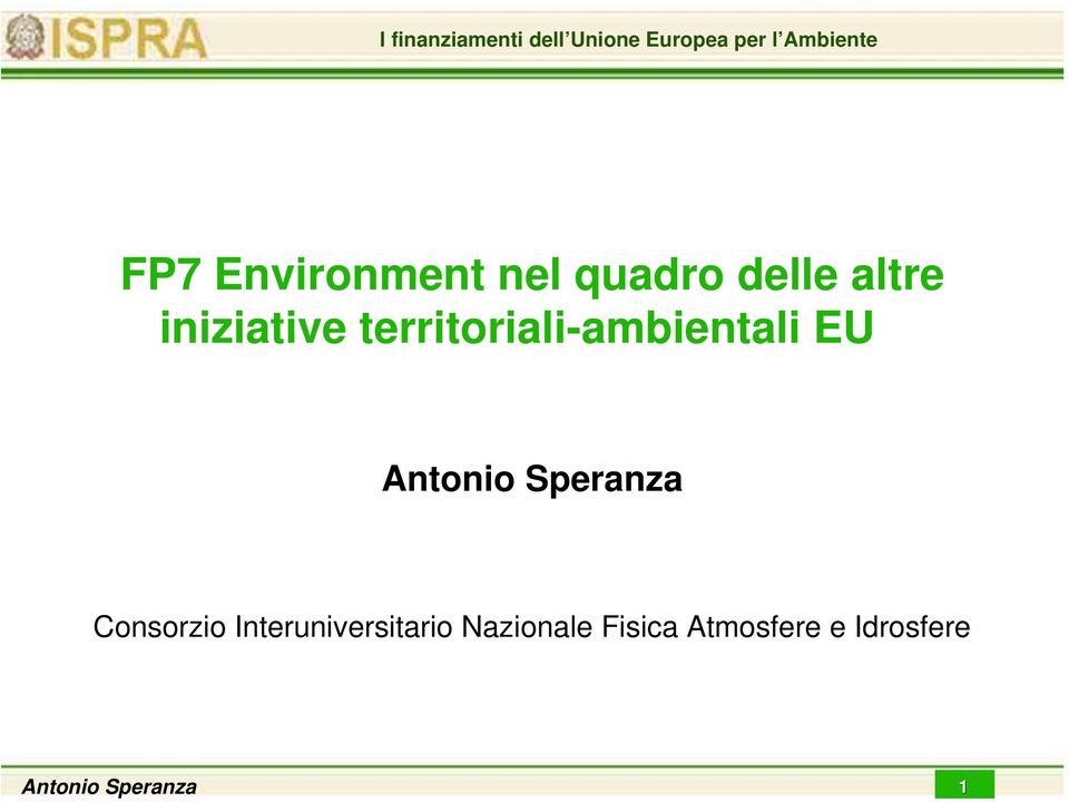 territoriali-ambientali EU Antonio Speranza