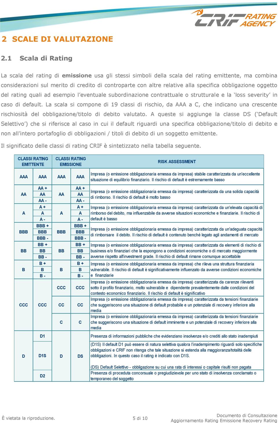 specifica obbligazione oggetto del rating quali ad esempio l eventuale subordinazione contrattuale o strutturale e la loss severity in caso di default.