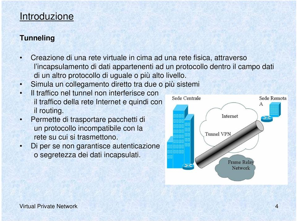 Simula un collegamento diretto tra due o più sistemi Il traffico nel tunnel non interferisce con il traffico della rete Internet e quindi con