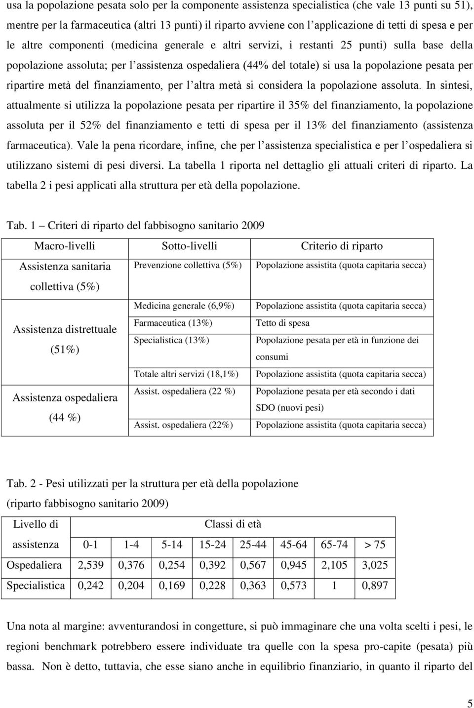 fnanzamento, per l altra metà s consdera la popolazone assoluta.