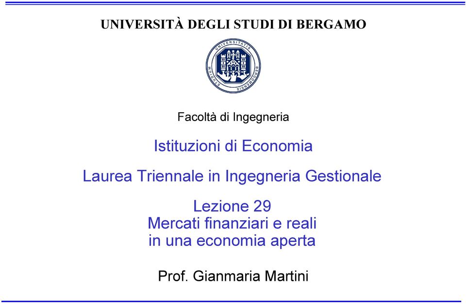 Gestionale Lezione 29 Mercati