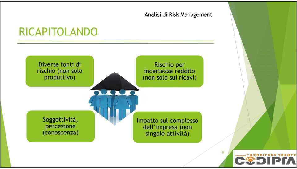 reddito (non solo sui ricavi) Soggettività, percezione