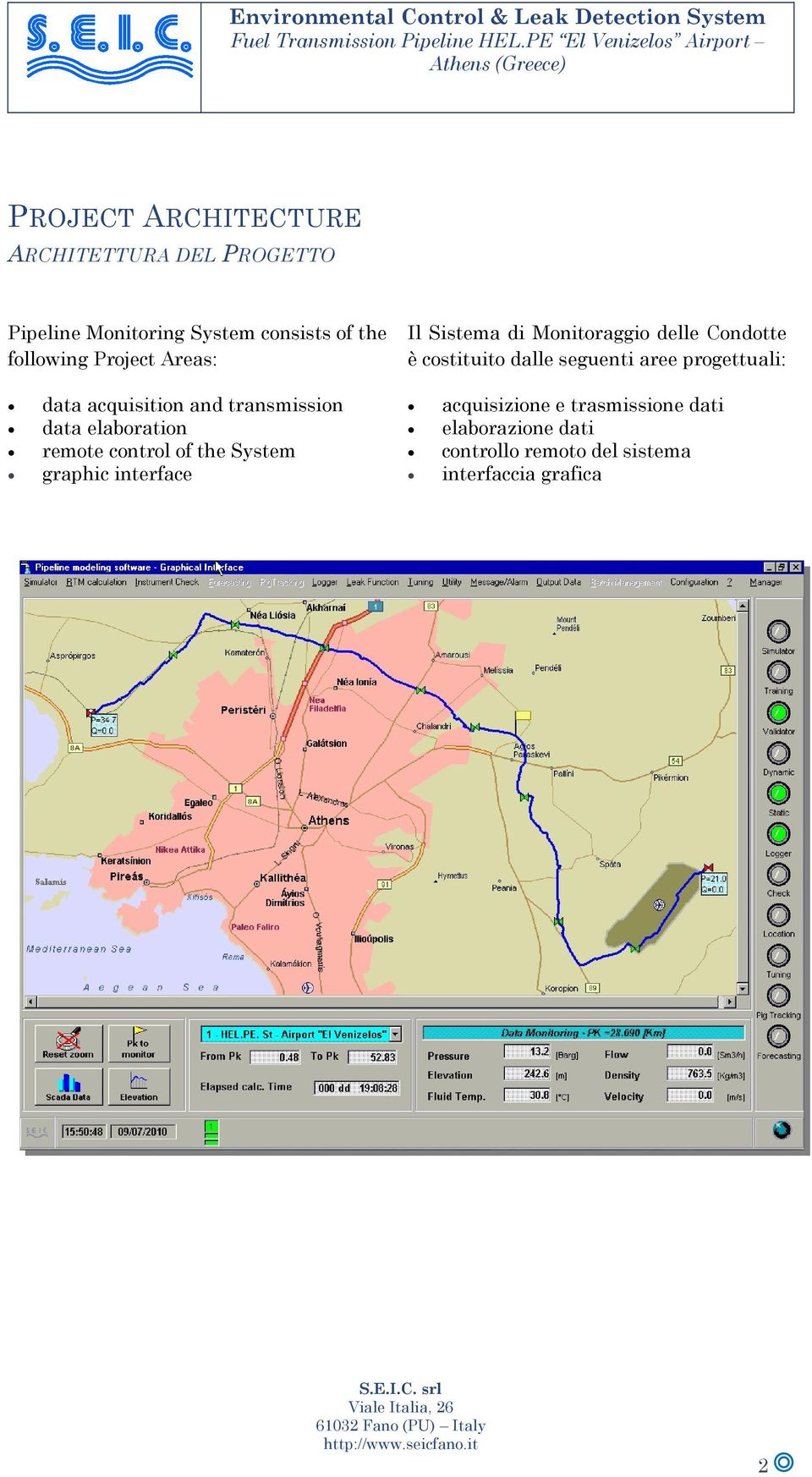 graphic interface Il Sistema di Monitoraggio delle Condotte è costituito dalle seguenti aree