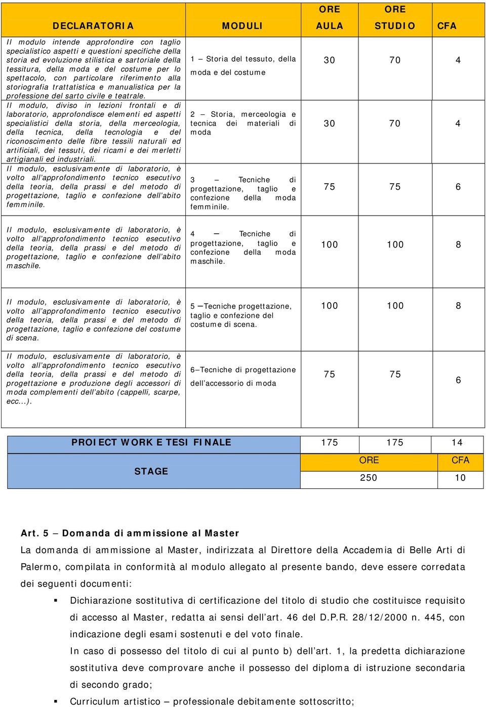 Il modulo, diviso in lezioni frontali e di laboratorio, approfondisce elementi ed aspetti specialistici della storia, della merceologia, della tecnica, della tecnologia e del riconoscimento delle