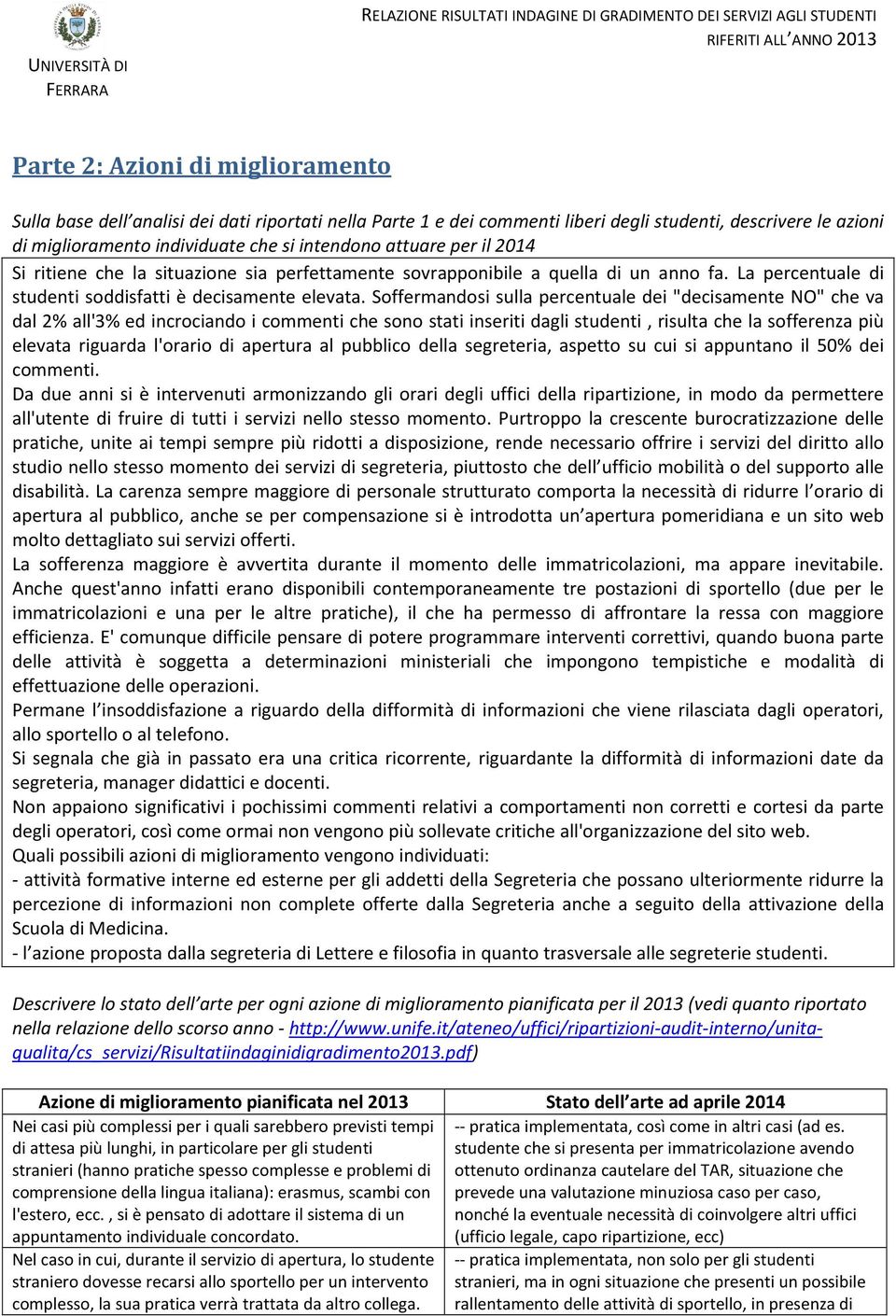 Soffermandosi sulla percentuale dei "decisamente NO" che va dal 2% all'3% ed incrociando i commenti che sono stati inseriti dagli studenti, risulta che la sofferenza più elevata riguarda l'orario di