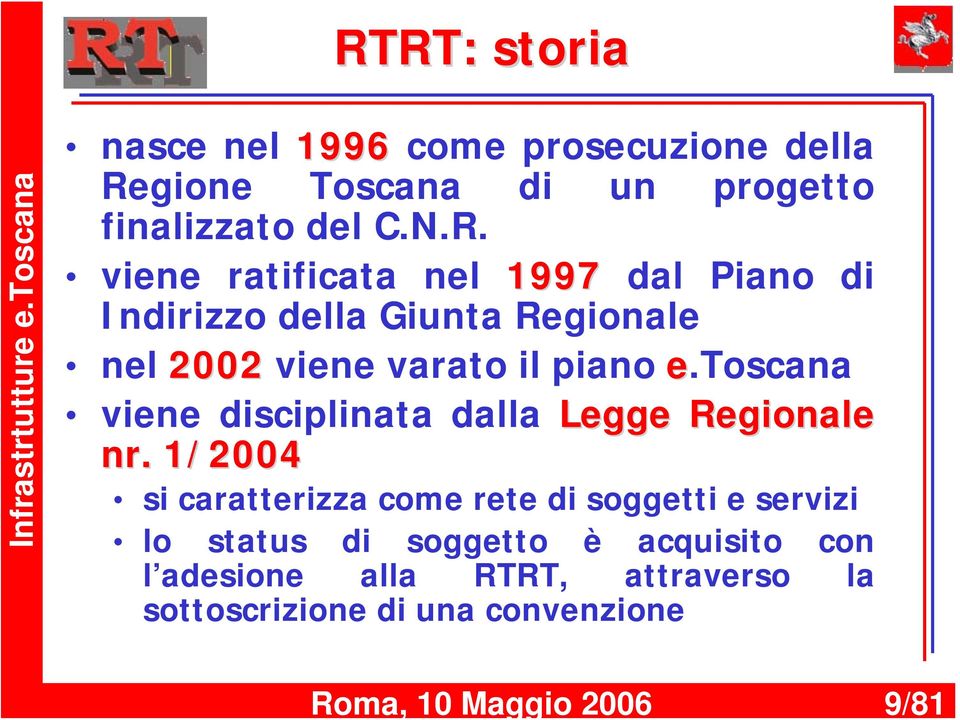 viene ratificata nel 1997 dal Piano di Indirizzo della Giunta Regionale nel 2002 viene varato il piano e.