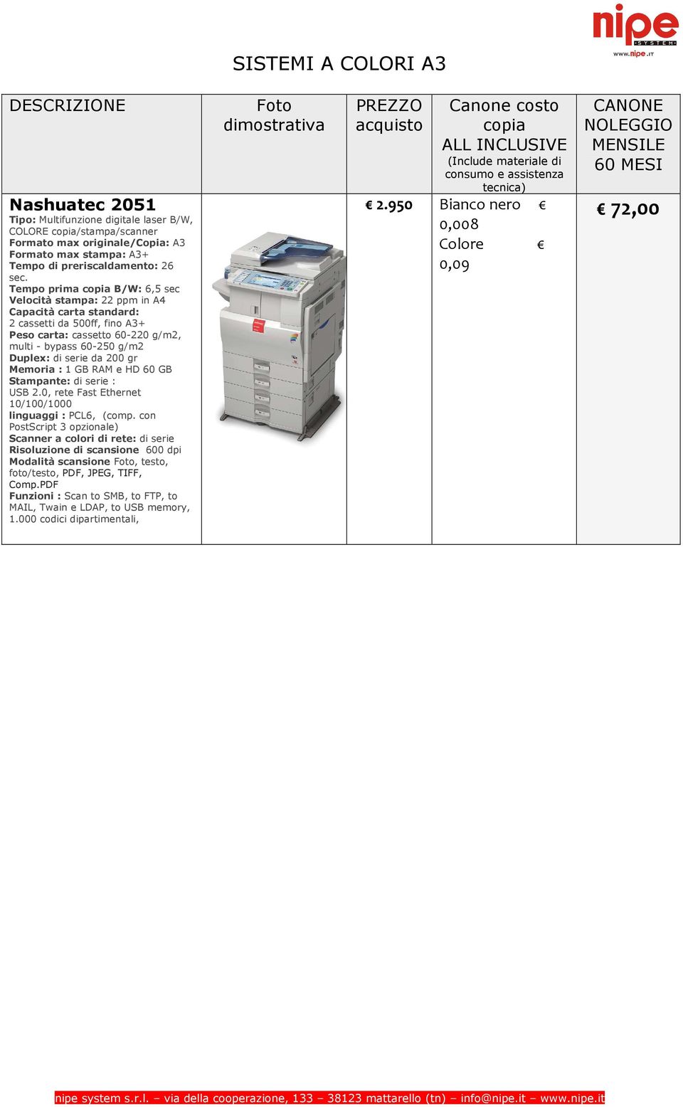 60 GB linguaggi : PCL6, (comp. con PostScript 3 opzionale) Risoluzione di scansione 600 dpi foto/testo, PDF, JPEG, TIFF, Comp.