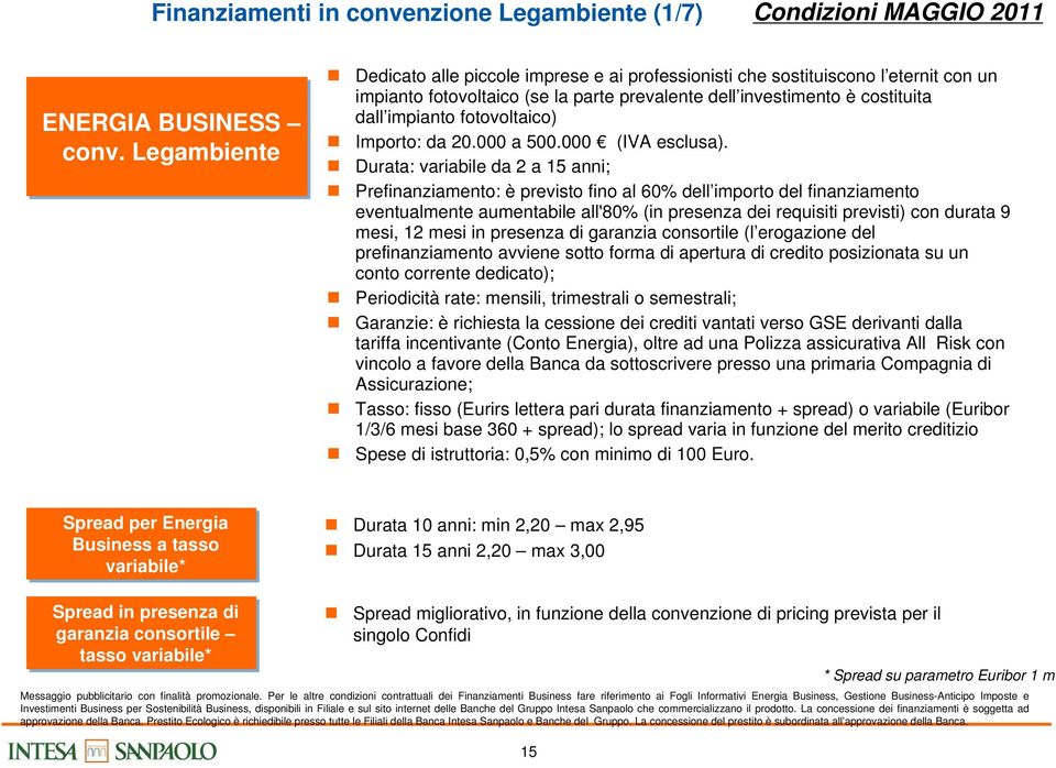 fotovoltaico) Importo: da 20.000 a 500.000 (IVA esclusa).