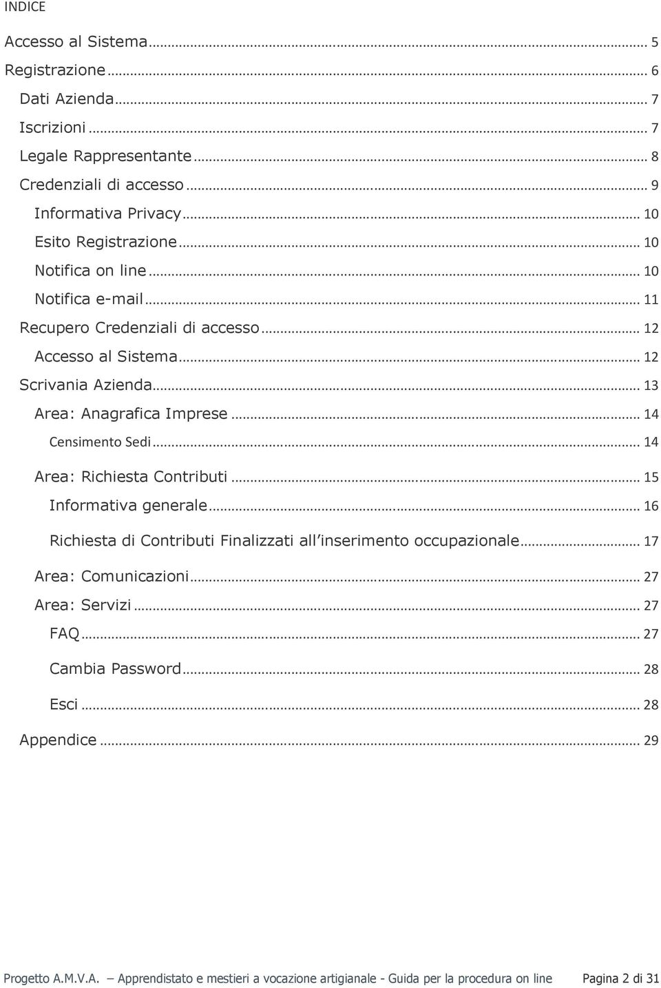 .. 13 Area: Anagrafica Imprese... 14 Censimento Sedi... 14 Area: Richiesta Contributi... 15 Informativa generale.