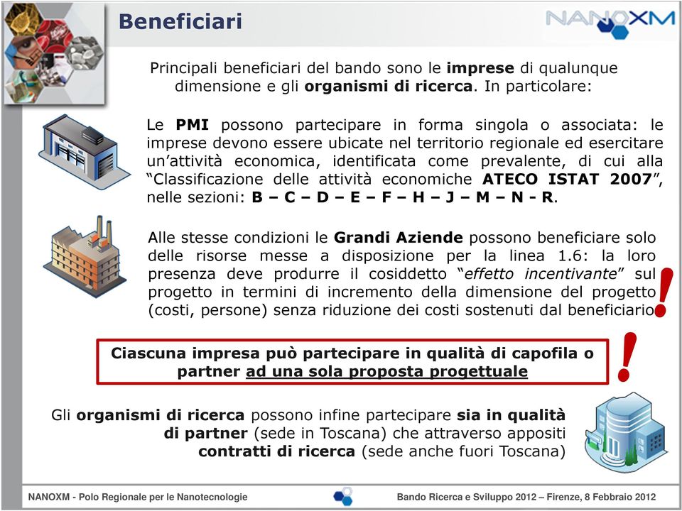 di cui alla Classificazione delle attività economiche ATECO ISTAT 2007, nelle sezioni: B C D E F H J M N - R.