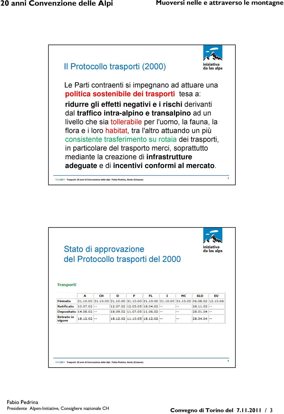 consistente trasferimento su rotaia dei trasporti, in particolare del trasporto merci, soprattutto mediante la creazione di infrastrutture adeguate e di incentivi