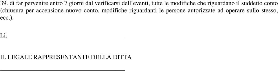 accensione nuovo conto, modifiche riguardanti le persone