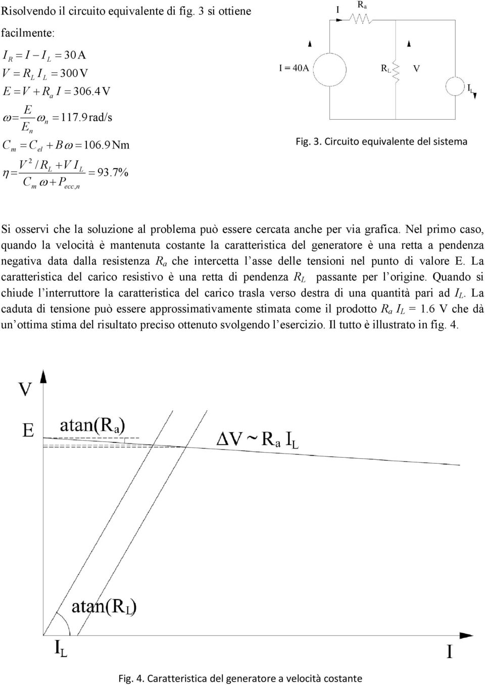 crtteristic del crico resistivo è u rett di pedez psste per l oriie. Qudo si chiude l iterruttore l crtteristic del crico trsl verso destr di u qutità pri d.