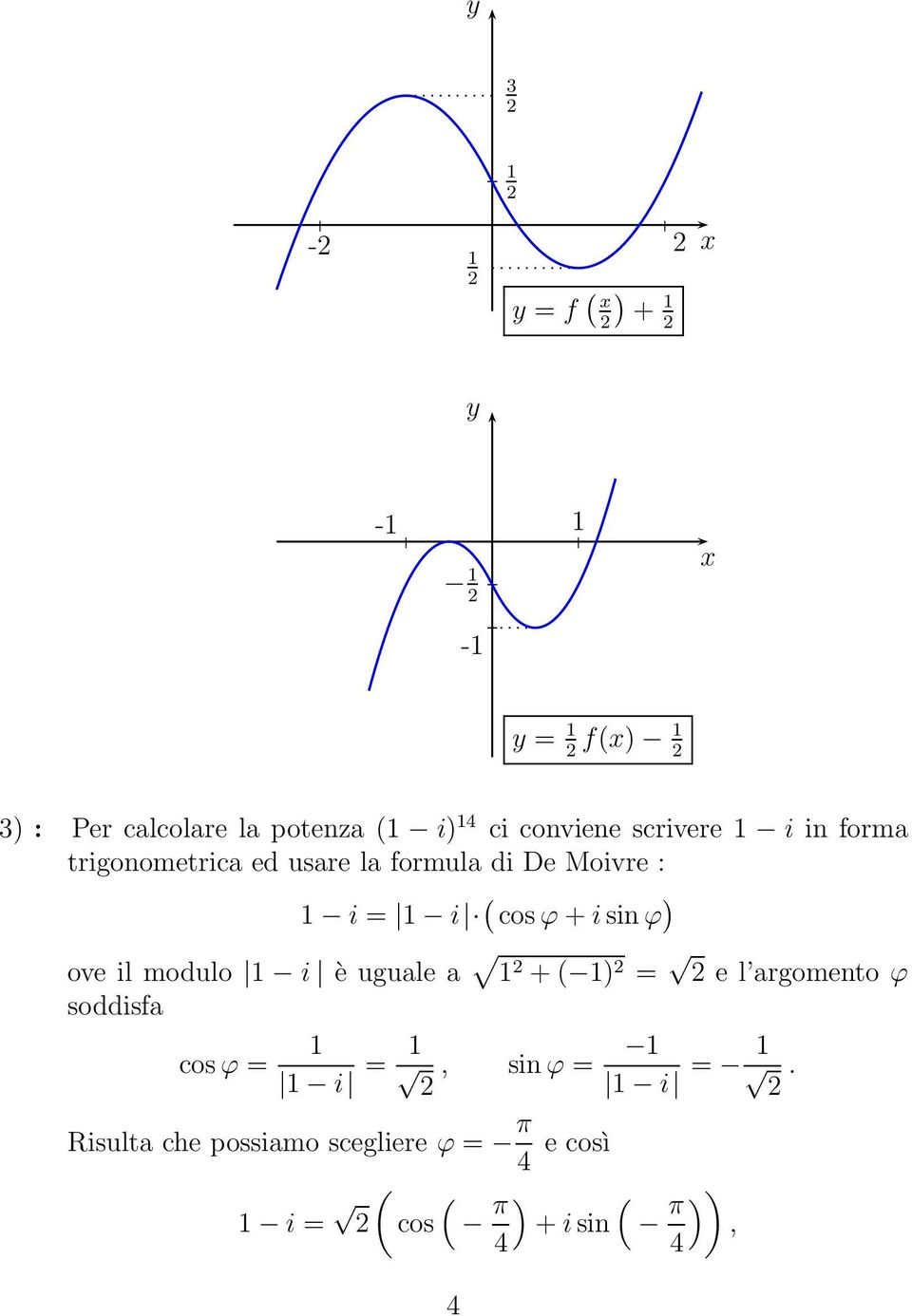 + i sin ϕ ove il modulo i è uguale a + = e l argomento ϕ soddisfa cos ϕ = i =,