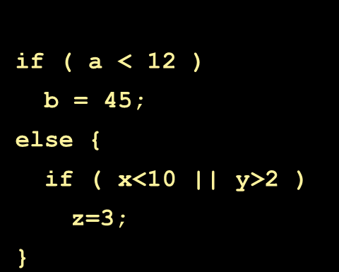 if else if (espressione booleana) istruzione; else istruzione; if ( a < 12 ) b = 45; else { if ( x<10 y>2 ) z=3; Note La clausola else corrisponde all ultima clausola if nell stesso blocco.