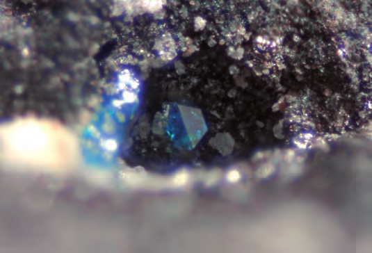 Figg. 37, 38, 39 e 40. Minerali di rame in aggregati submillimetrici. La foto in alto a sinistra è di S. Palombi.