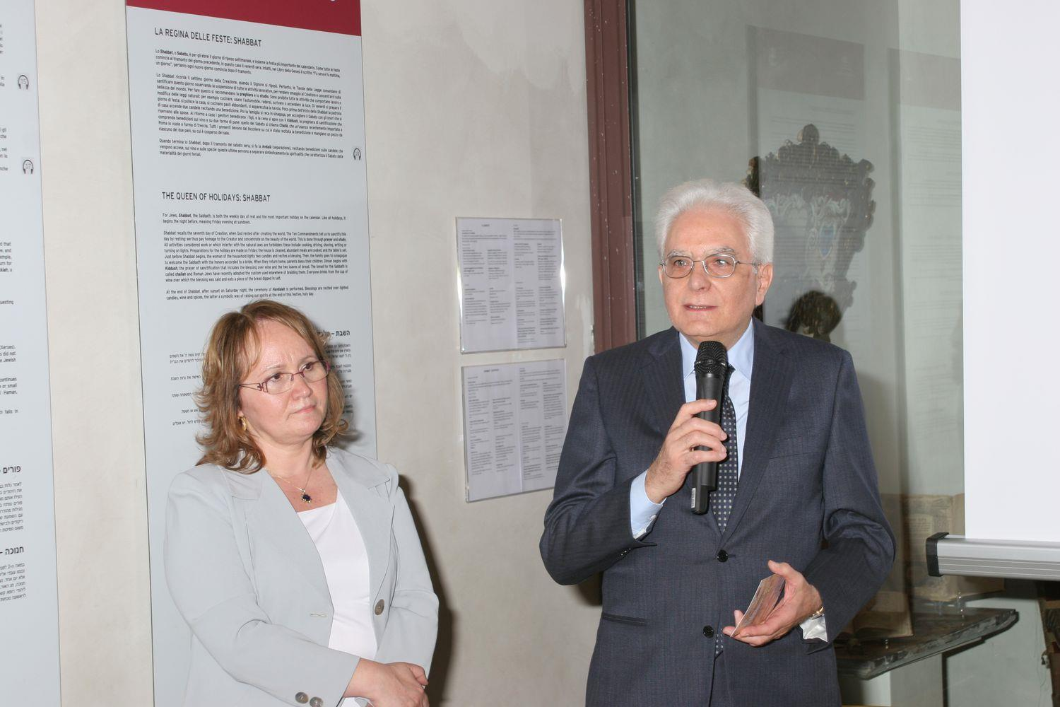 Fotografia della presentazione presso il Museo Ebraico di Roma (29/05/2014): l intervento di Sergio Mattarella dal 2015