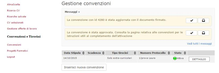 L azienda deve scaricare e stampare la convenzione cliccando sul tasto "SCARICA CONVENZIONE", firmare la lettera di adesione - parte integrante della Convenzione, scansionarla e fare