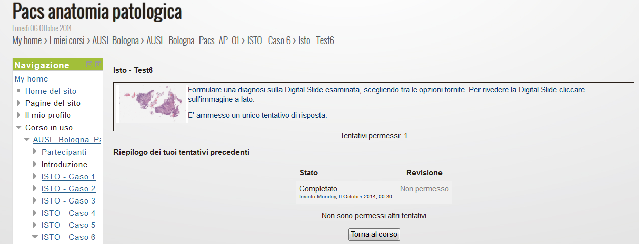 Da quest ultima pagina si può decidere se confermare la propria risposta e Inviarla, se tornare al Tentativo o se lasciare in sospeso la risposta.