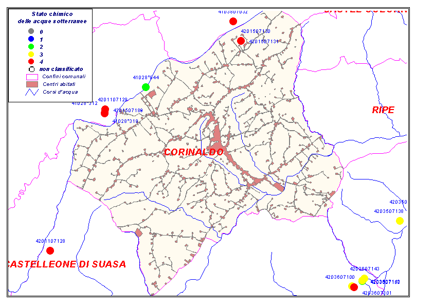 Comune di CORINALDO Codice Comune 4015 Pozzi e sorgenti Codice località tipo classificazione importanza N prese 401507189 pozzo n. S.isidoro p 4 5-30 l/s 401507188 pozzo n. 1 S.