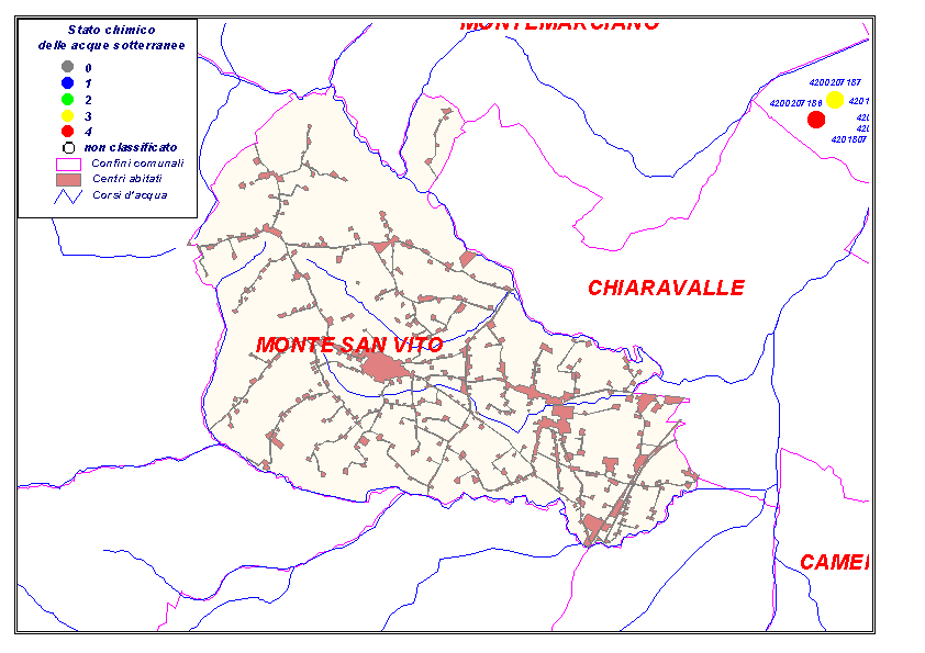 Codice Comune 4030 Comune di MONTE SAN VITO Pozzi e sorgenti Codice località tipo classificazione importanza N prese 403006139 sorgente gorgovivo serra s.quirico s 1 Classificazione ai sensi del D.