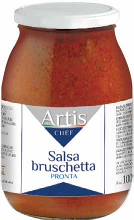Le Salse In vaso vetro 67 Salsa Bruschetta Pronta AF923 Salsa pronta all uso realizzata con pomodori freschi cubettati, spezie, erbe aromatiche e olio extra vergine.