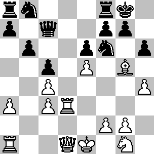 10...d6 11.e5 dxe5 12.dxe5 Ae4! Unica: se 12...hxg5, il B. vince dopo 13.exf6 Dxf6 14.Ah7+ Rh8 15.hxg5 Dxc3+ 16.Rf1; se invece 12...Axg2, allora 13.Axf6 gxf6 14.Dg4+ Rh8 15.Dxg2 Dxd3 16.Th3, e il N.