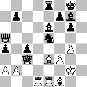 26...Dxc3 27.bxc3 Cc6 28.Ab6 28.Ac5 avrebbe concesso al B. ottime possibilità di vittoria; ad esempio 28...Axc3 29.Te3 eppoi 30.Axc4, oppure 28...Tc8 29.Te3 Ah6 30.Txe6 fxe6 31.Axc4 Cd8 32.