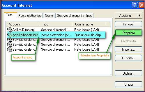 4 Outlook Express 6 - Verifica configurazione Per aggiungere e/o modificare gli account di posta e di news è necessario accedere al menù Strumenti e selezionare la