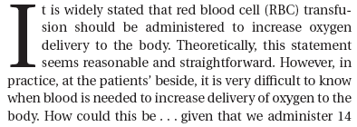 Perioperative Red Cell Transfusion.