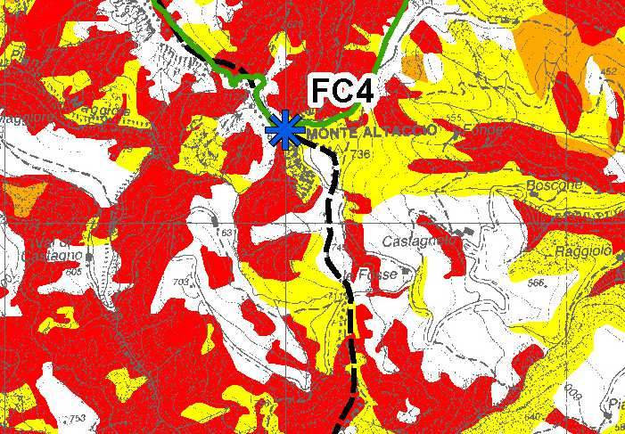 Stralcio carta del poteziale pirologico Carta del rischio incendi di interfaccia: n.21 tavole a scala 1:25.