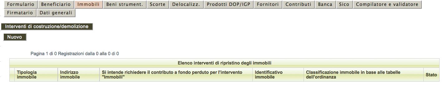 3.4. SEZIONE IMMOBILI INTERVENTI RELATIVI AGLI IMMOBILI Per accedere alla sezione relativa alla richiesta di contributo per gli interventi relativi all immobile danneggiato o distrutto dal sisma,