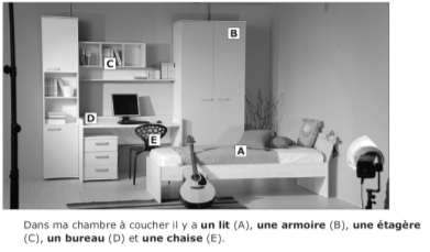 5) Compiti a casa (per tutta la classe): Fai una foto della tua camera e salvala su una chiavetta USB. Poi descrivi in francese la tua camera, come nell esempio.