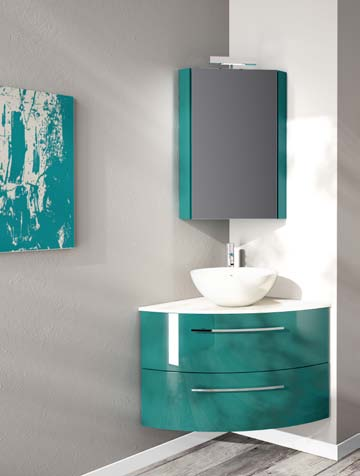 EURO6 - E-615 BASE LAVABO L.50 L.50 LACCATO RAL 5018 VERDE ACQUA LUCIDO LAVABO COSMOS TONDO TOP MADREPERLA BIANCO EURO6 - E-612 BASE LAVABO L.60 L.