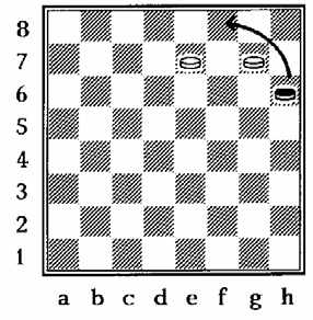 Una dama è molto più potente di una normale pedina perché la dama può muovere sia avanti sia indietro. In questa posizione la dama nera in f4 può muovere in g5, e3, g3 or e5.
