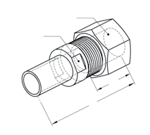 RACCORDO DI TENUTA AD INNESTO SW2 SW1 A con attacco filettato femmina giunzione con tenuta metallica per unire il tubo corrugato inox ad un attacco filettato maschio lato tubo corrugato DN 12 16 20