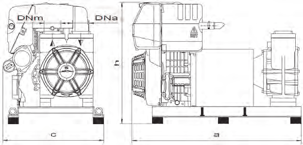 Sentina - Incendio - Acqua di mare Bilge - Fire-Fighting - Sea Water MACB 631 - MACM 502 / 652 GENERALITÁ: GENERAL FEATURES: Motopompe ad alta portata, auto-adescanti ad anello liquido con girante