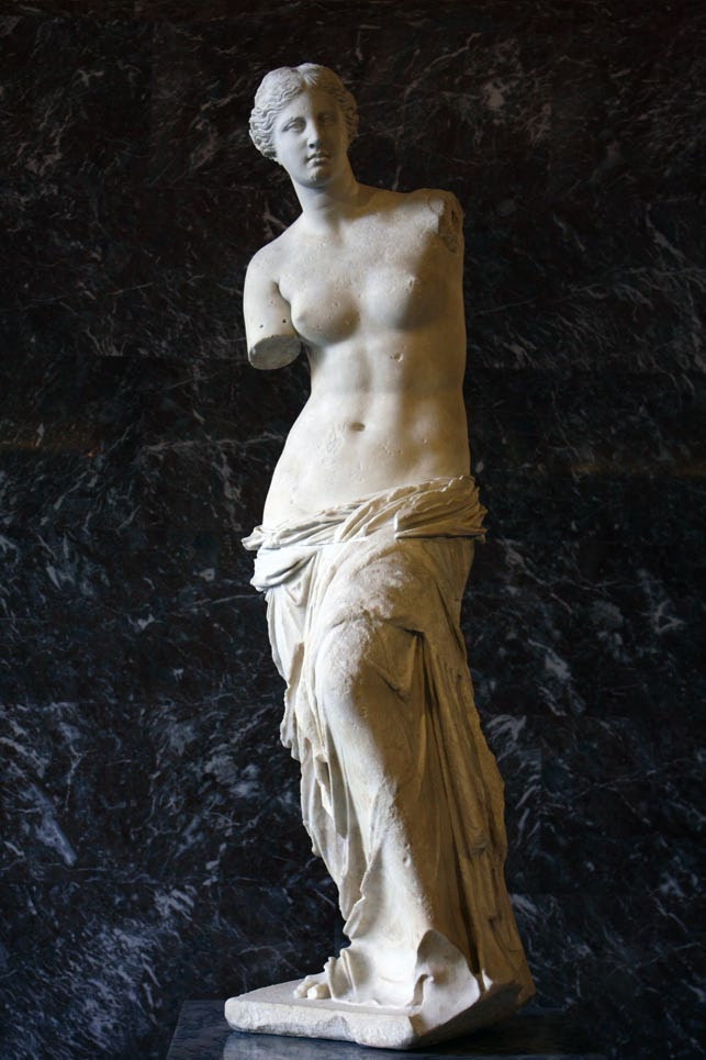 VENERE DELL ISOLA DI MILO L Afrodite di Milo, meglio conosciuta come la Venere di Milo, è una delle più celebri statue greche. Si tratta di una scultura di marmo pario (h.