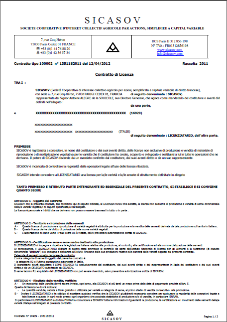 Contratti (mandati, licenze ) - Mandati, Contratti licenza, seme tecnico e