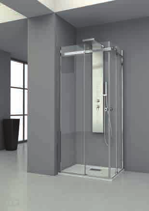 4 GFM SHOWER AQUALIGHT DOPPIA PORTA SCORREVOLE SU ANGOLO - 100 X 80 - H 200 CM - REVERSIBILE DESCRIZIONE COLORE PIATTO 0286238 Composto da: chiusura doccia in cristallo temperato 8 mm con trattamento