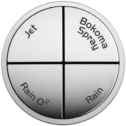 Vitalio RAIN 130 & 115 Vitalio Rain è disponibile con getti di diametro 130 mm o 115 mm Puoi scegliere la tipologia di getto con un solo click 4 tipologie di getto: Rain O 2, Rain, Bokoma Spray, Jet