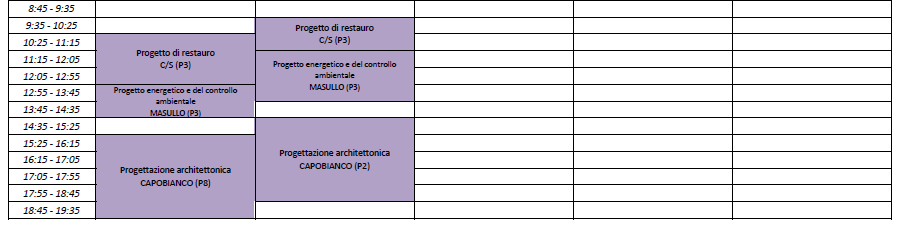 a.a. 2014-2015 orario 1 quadrimestre