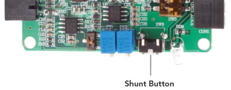 La calibrazione utilizzando lo shunt 1. Portare in basso il pulsante dello Shunt. 2. Regolare l ampiezza dell amplificatore IAA finchè l uscita è correlata con il valore scelto dello shunt.