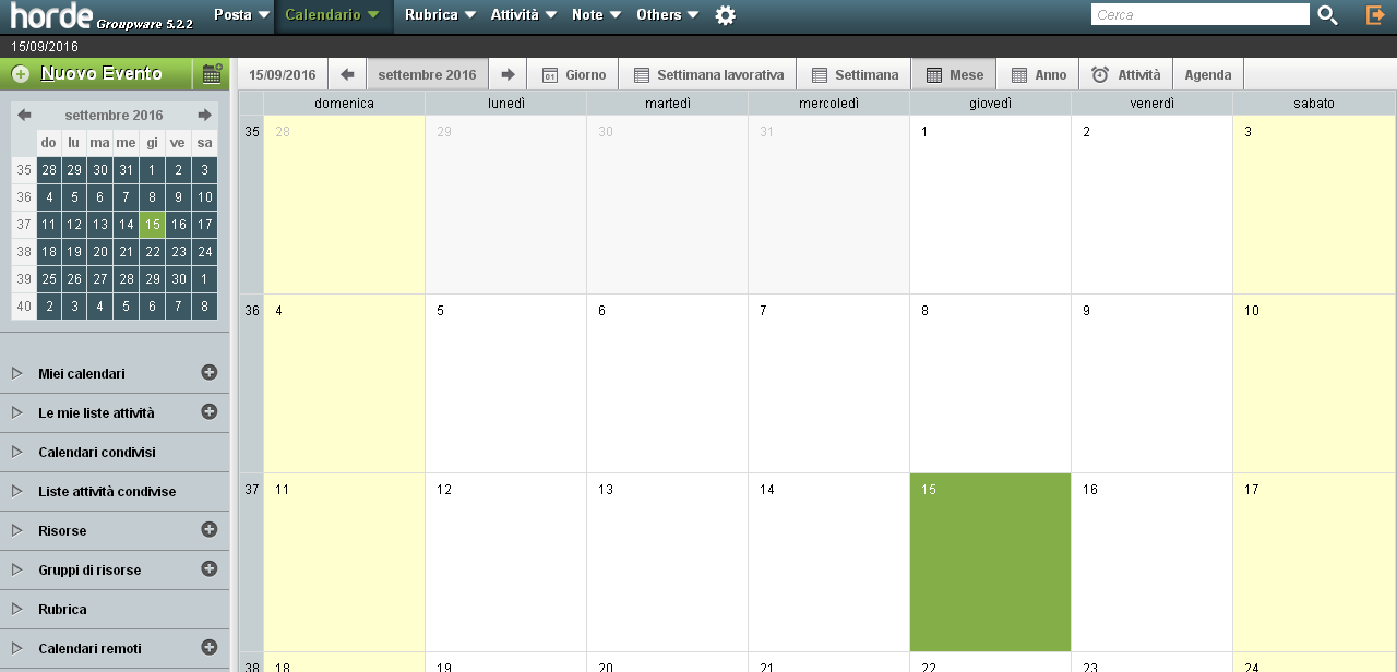 Calendario Quali sono i calendari disponibili e come gestirli Il calendario oltre ad avere la classica suddivisione in ora, giorno, settimana, settimana lavorativa e mese ha nuove funzionalità ed una