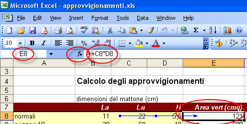 Operazioni base Elementi caratteristici di excel sono: la barra delle formule con la casella nome