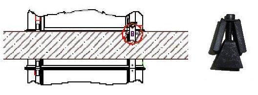 5. Montaggio attraverso il soffitto Foro nel soffitto Dimensioni e posizionamento Diametro del foro: 80 cm Distanza dalla pareti: 10 cm.