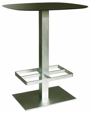 MARC TABLES / TAVOLI MARC Cast iron or stainless steel table base. Leg with footrest, all in bead blast finish.